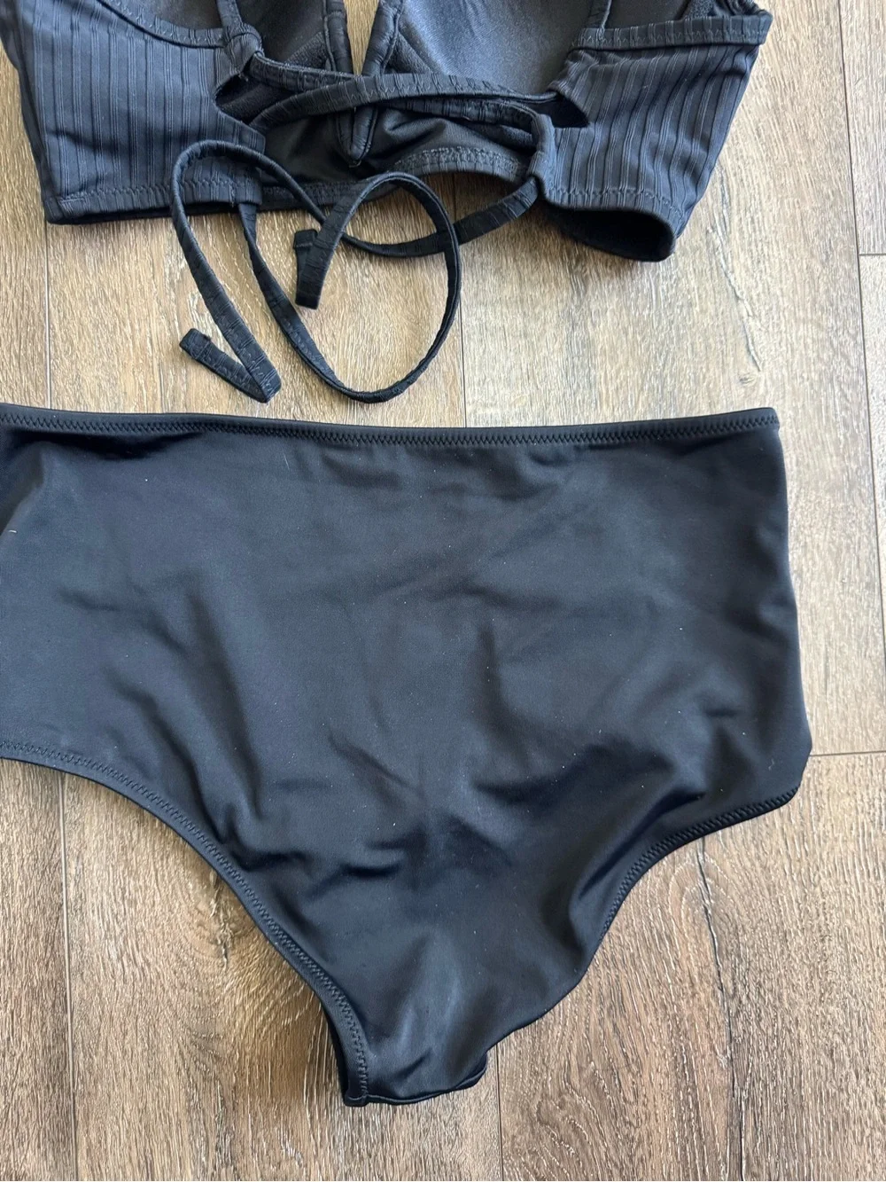 Shade & Shore Black High-Waist Strappy Bikini Set